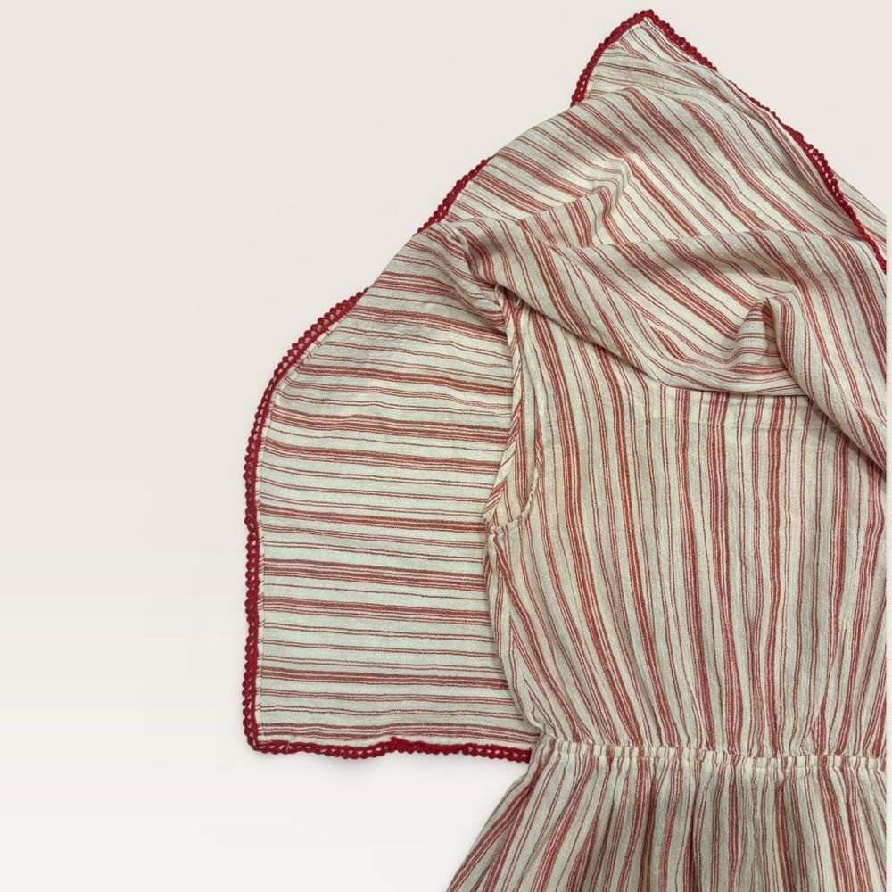 Hoss Intropia Mini Cape Dress Cotton Red White Stripe Boho - Picture 6 of 7